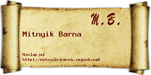Mitnyik Barna névjegykártya